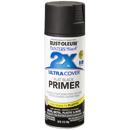 Rust-Oleum Spray Primer, Black Primer, Solvent, 12 oz 249846